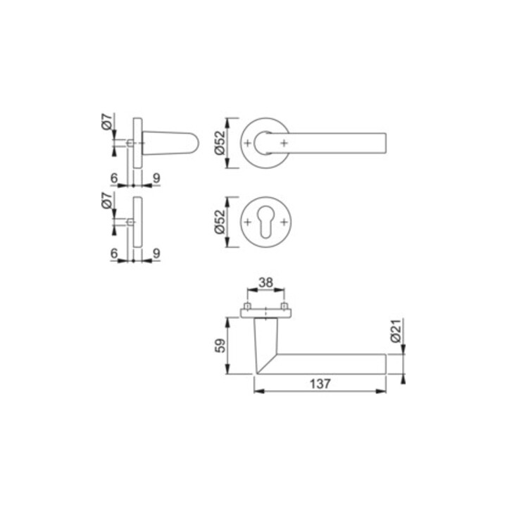 Hoppe Rosettengrt.Ams.1400/42KV/42KVS Alu.F1 rd.PZ DIN L/R D/D/D