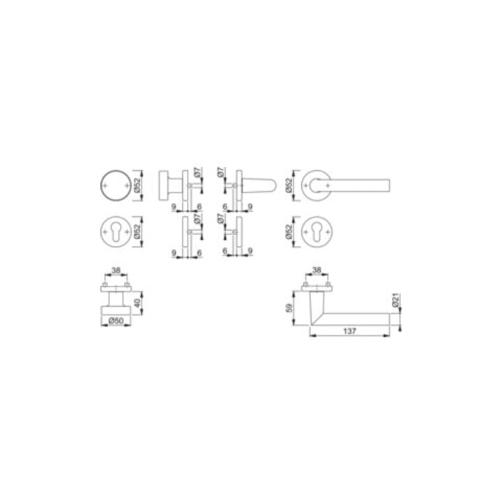 Hoppe Rosettengrt.Ams.58/42KV/42KVS/1400 Alu.F1 rd.PZ DIN L/R fl.D/K