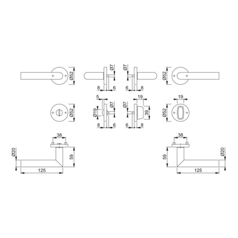Hoppe Rosettengrt.Ams.E1400Z/42KV/42KVS VA F69 rd.SK/OL DIN L/R D/D/D