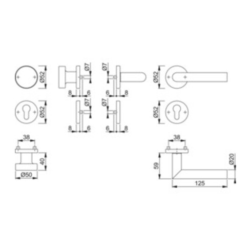 Hoppe Rosettengrt.Ams.E58/42KV/42KVS/1400Z VA F69 rd.PZ DIN L/R fl.D/K