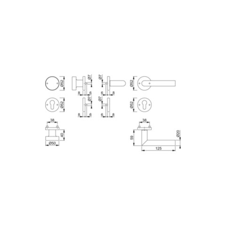 Hoppe Rosettengrt.Ams.E58/42KV/42KVS/1400Z VA F69 rd.PZ DIN L/R fl.D/K