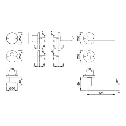 Hoppe Rosettengrt.Ams.E58/42KV/42KVS/1400Z VA F69 rd.PZ DIN L/R fl.D/K