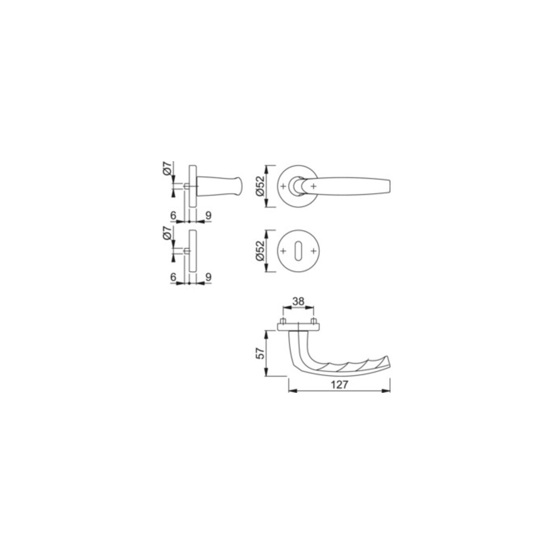 Hoppe Rosettengrt.Atlanta 1530/42KV/42KVS Alu.F1 rd.OB DIN L/R D/D