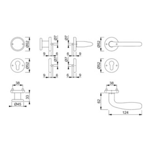 Hoppe Rosettengrt.Cardiff E48/17KV/17KVS/1850Z VA F69 rd.PZ DIN L/R fl.D/K