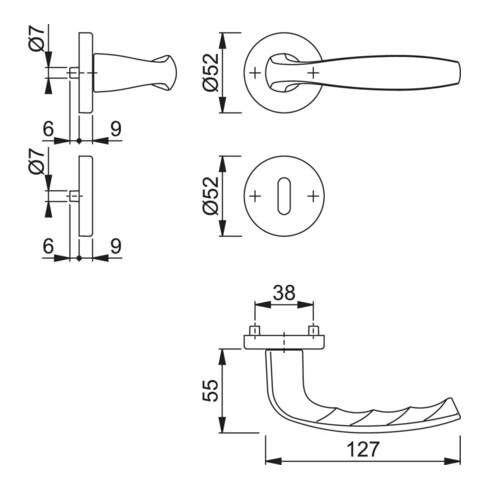 Hoppe Rosettengrt.NY 1810/42KV/42KVS Alu.F1 rd.OB DIN L/R D/D