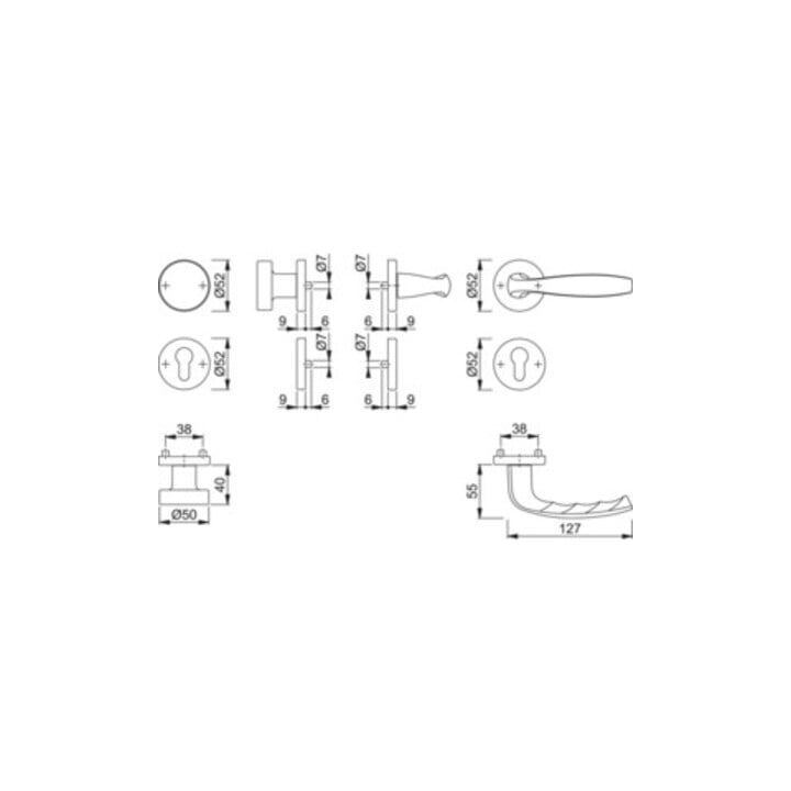 Hoppe Rosettengrt.NY 58/42KV/42KVS/1810 Alu.F1 rd.PZ DIN L/R D/K