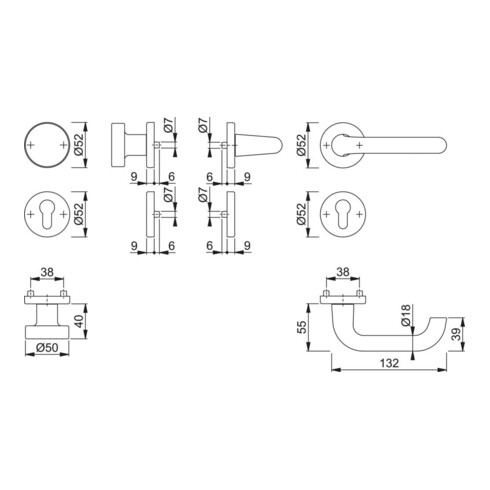 Hoppe Rosettengrt.Paris 58/42KV/42KVS/138L Alu.F1 rd.PZ DIN L/R fl.D/K