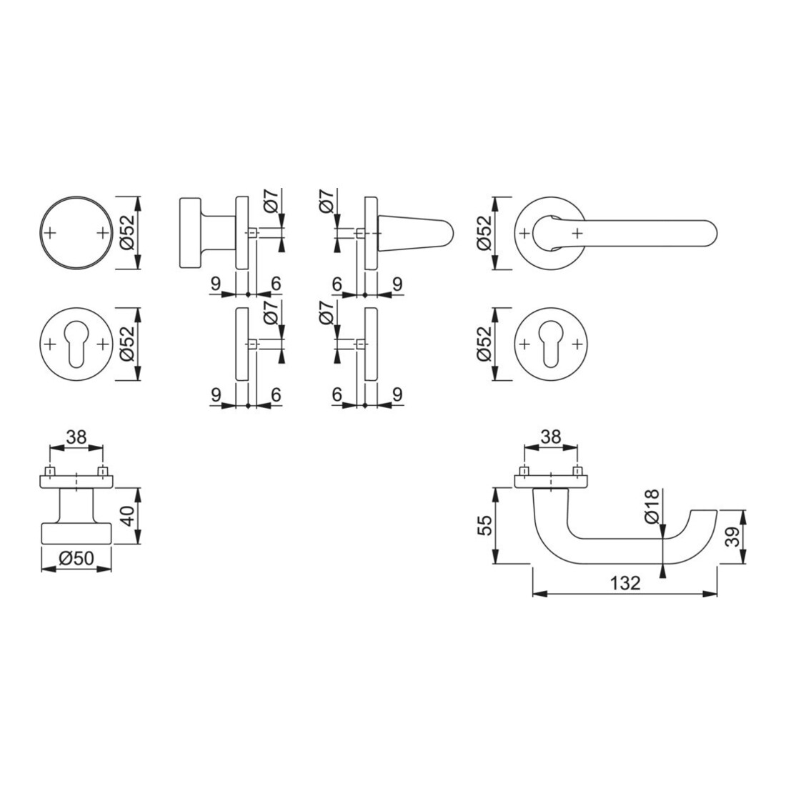 Hoppe Rosettengrt.Paris 58/42KV/42KVS/138L Alu.F1 rd.PZ DIN L/R fl.D/K