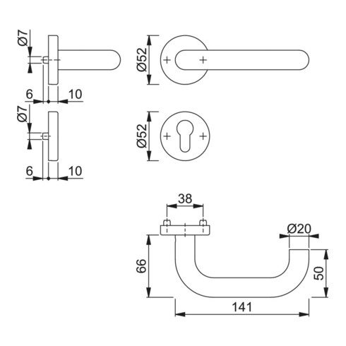 Hoppe Rosettengrt.Paris E138/42H/42HKVS VA F69 rd.PZ DIN L/R D/D/D