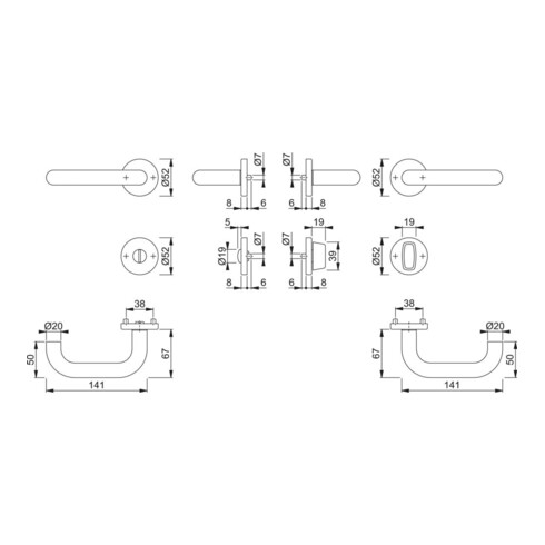 Hoppe Rosettengrt.Paris E138Z/42KV/42KVS VA F69 rd.SK/OL DIN L/R DIN D/D