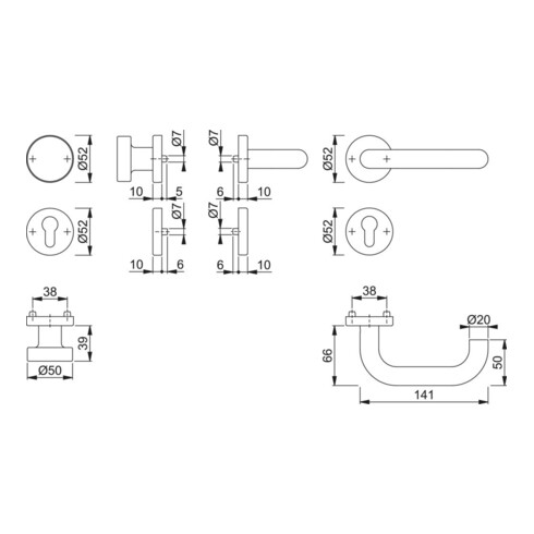 Hoppe Rosettengrt.Paris E58/42H/42HKVS/138 VA F69 rd.PZ DIN L/R fl.D/K