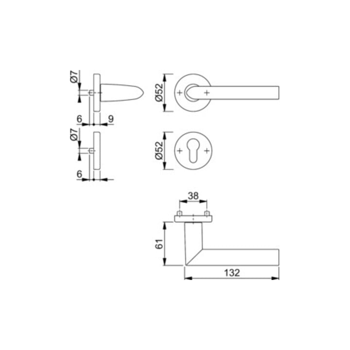 Hoppe Rosettengrt.Stock.1140/42KV/42KVS Alu.F1 rd.PZ DIN L/R D/D