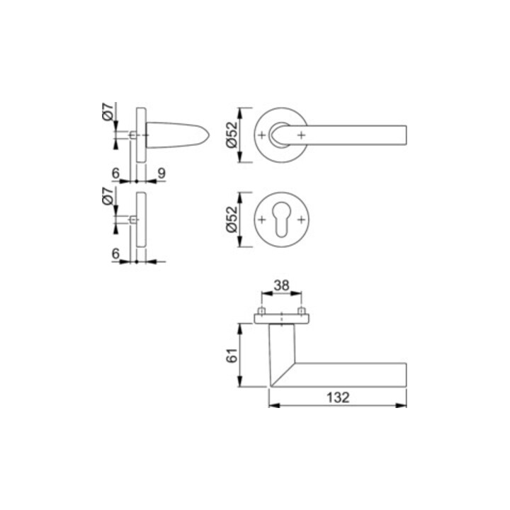 Hoppe Rosettengrt.Stock.1140/42KV/42KVS Alu.F1 rd.PZ DIN L/R D/D/D