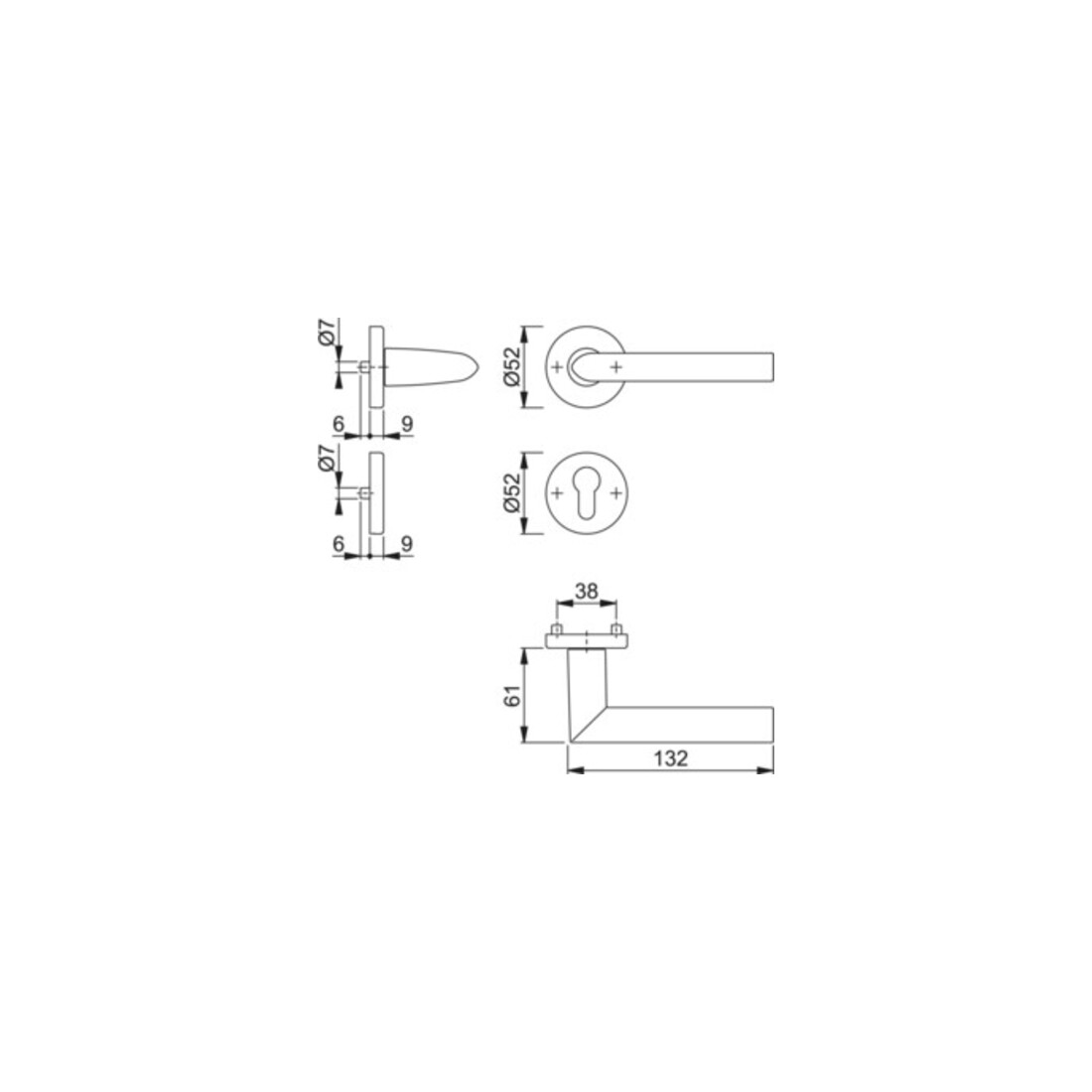 Hoppe Rosettengrt.Stock.1140/42KV/42KVS Alu.F1 rd.PZ DIN L/R D/D/D