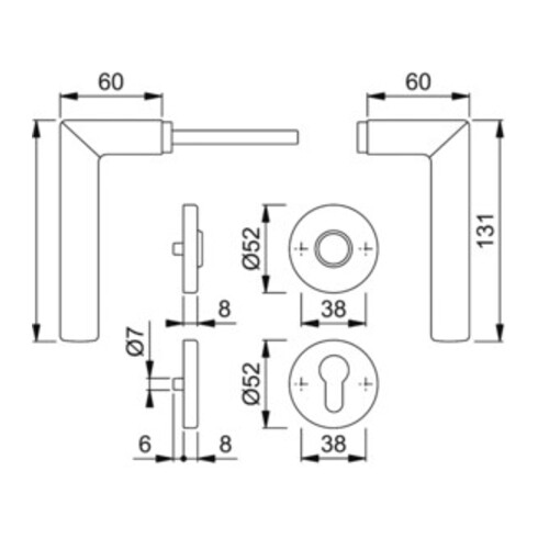Hoppe Rosettengrt.Stock.E1140Z/42KV/42KVS VA F69 rd.PZ DIN L/R D/D