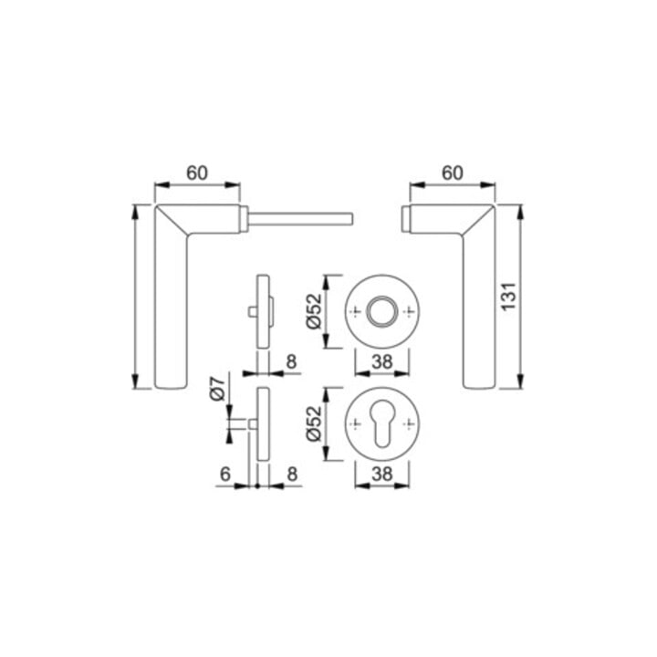 Hoppe Rosettengrt.Stock.E1140Z/42KV/42KVS VA F69 rd.PZ DIN L/R D/D