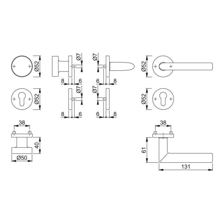 Hoppe Rosettengrt.Stock.E58/42KV/42KVS/1140Z VA F69 rd.PZ DIN L/R fl.D/K