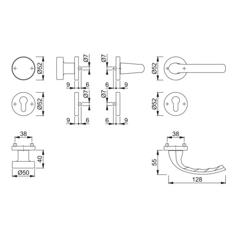 Hoppe Rosettengrt.Tôkyô 58/42KV/42KVS/1710 Alu.F1 rd.PZ DIN L/R fl.D/K