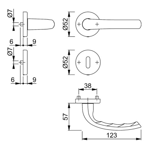 Hoppe Rosettengrt.Tôkyô M1710RH/42KV/42KVS MS F71 rd.OB DIN L/R D/D