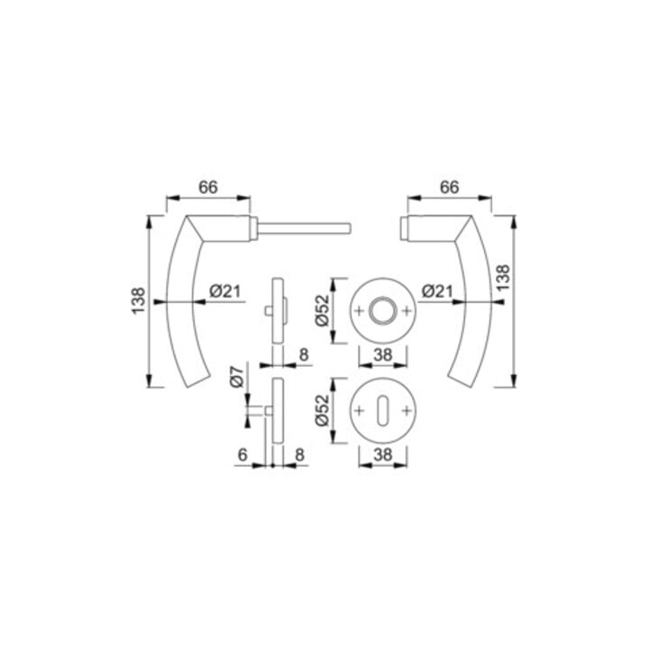 Hoppe Rosettengrt.Tro.E1430Z/42KV/42KVS VA F69 rd.OB DIN L/R D/D