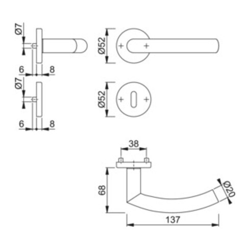 Hoppe Rosettengrt.Tro.E1430Z/42KV/42KVS VA F69 rd.OB DIN L/R D/D