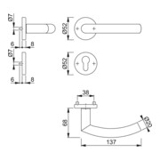 Hoppe Rosettengrt.Tro.E1430Z/42KV/42KVS VA F69 rd.PZ DIN L/R D/D-4