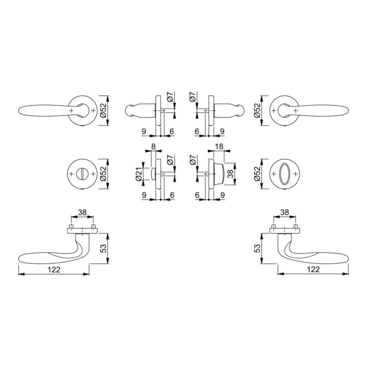 Hoppe Rosettengrt.Verona M151/42KV/42KVS MS F49-R rd.SK/OL DIN L/R DIN D/D