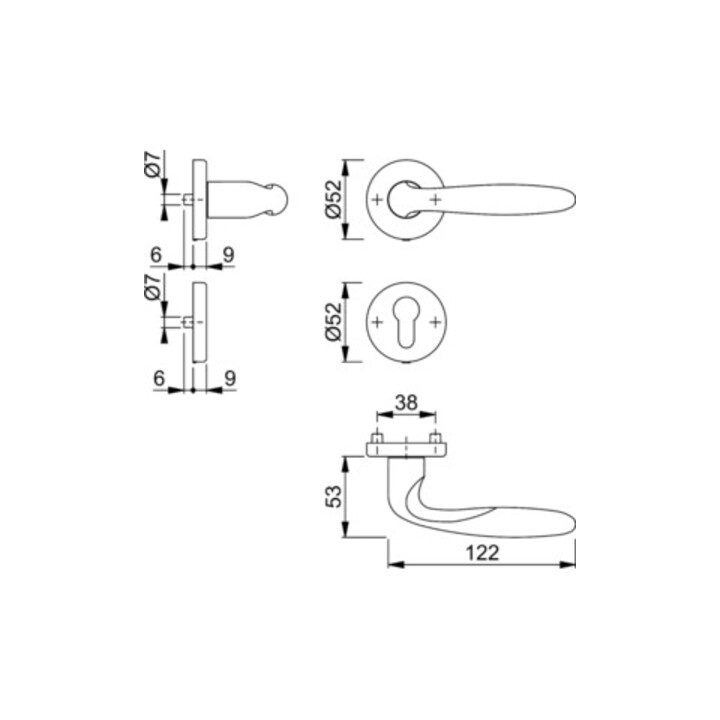 Hoppe Rosettengrt.Verona M151/42KV/42KVS MS F71 rd.PZ DIN L/R D/D