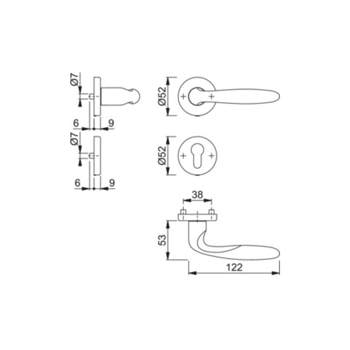 Hoppe Rosettengrt.Verona M151/42KV/42KVS MS F71 rd.PZ DIN L/R D/D