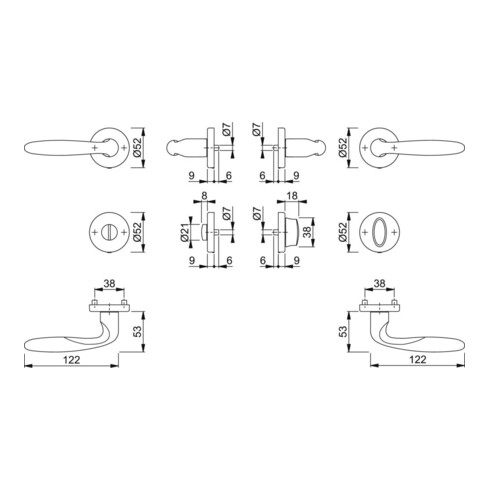 Hoppe Rosettengrt.Verona M151/42KV/42KVS MS F71 rd.SK/OL DIN L/R DIN D/D