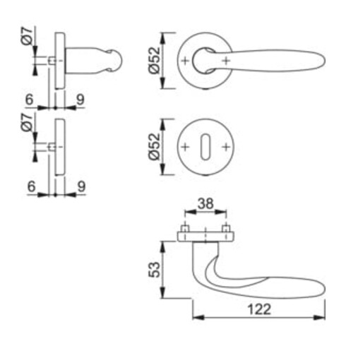 Hoppe Rosettengrt.Verona M151/42KV/42KVS MS F98-R rd.OB DIN L/R D/D