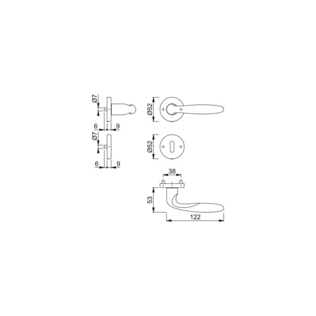 Hoppe Rosettengrt.Verona M151/42KV/42KVS MS F98-R rd.OB DIN L/R D/D/D