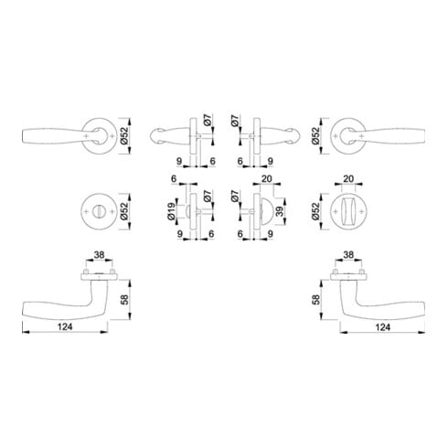 Hoppe Rosettengrt.Vit.1515/42KV/42KVS Alu.F1 rd.SK/OL DIN L/R DIN D/D