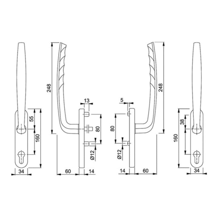 Hoppe Schiebe-/Kipptürgriff New York HS-0810/431N Lochung PZ 69mm VK 7mm F9016