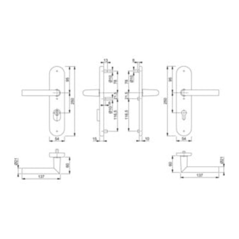 Hoppe Schutz-Drückergarnitur Amsterdam 86G/3332ZA/3330/1400 ES1 SK2 PZ VK 8/10mm