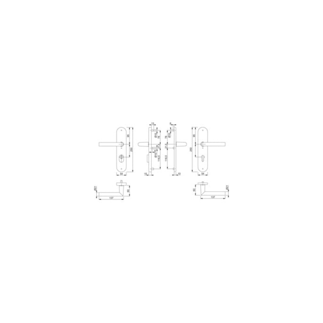 Hoppe Schutz-Drückergarnitur Amsterdam 86G/3332ZA/3330/1400 ES1 SK2 PZ VK 8/10mm