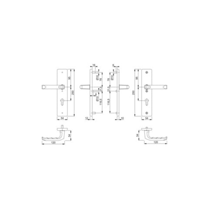 Hoppe Schutz-Drückergarnitur London 78G/2221/2410/113 ES1 PZ Entfür 72mm VK 8mm Alu F2