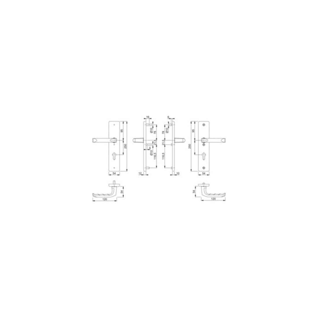 Hoppe Schutz-Drückergarnitur London 78G/2221/2410/113 ES1 PZ Entfür 72mm VK 8mm Alu F2
