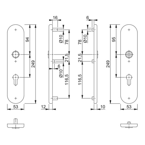 HOPPE Schutz-Langschild,Paar E3331/3310 ES1 (SK2), F69 Edelstahl