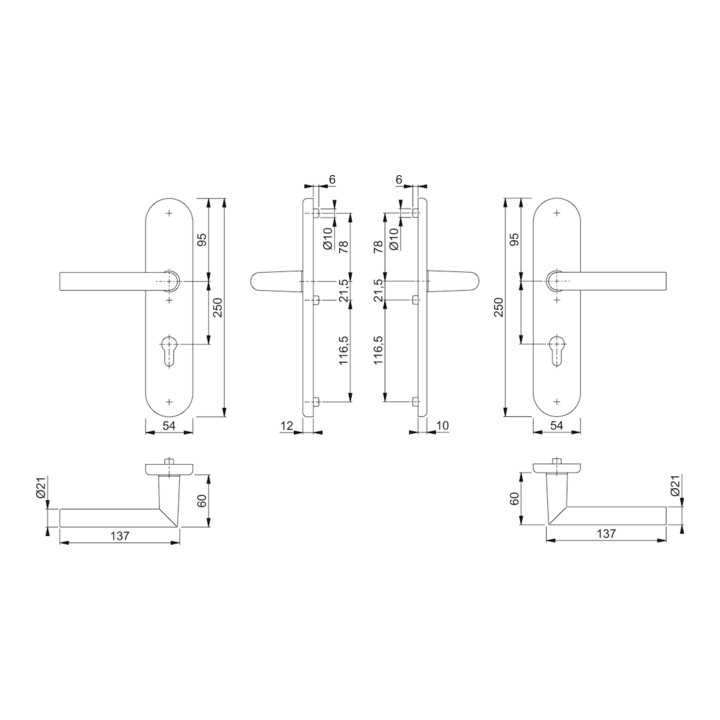 Hoppe Schutzgarnitur Ams.1400/3331/3310 Alu.F1 92mm 67-72mm