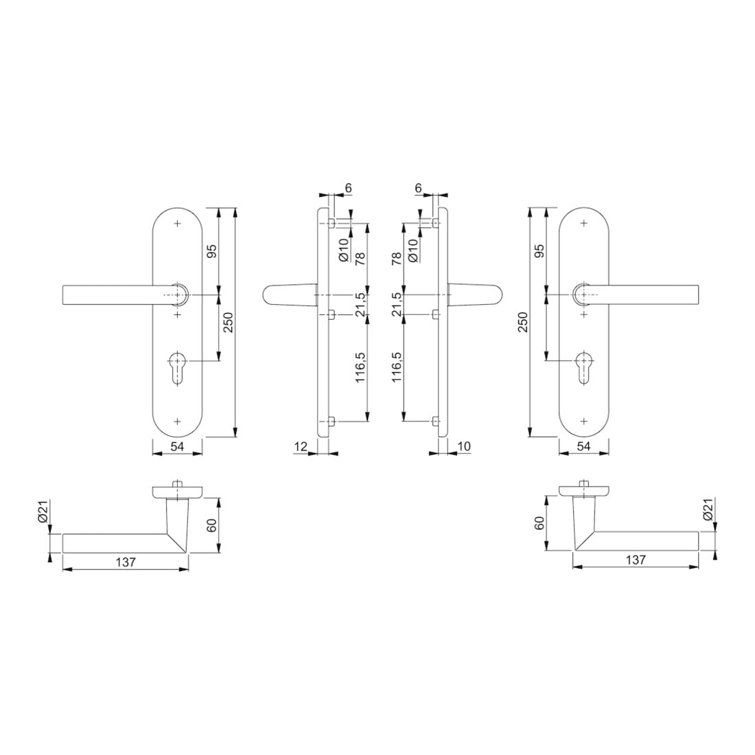 Hoppe Schutzgarnitur Ams.1400/3331/3310 Alu.F1 92mm 67-72mm