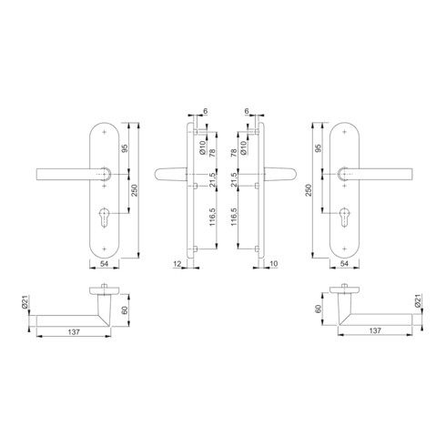 Hoppe Schutzgarnitur Ams.1400/3331/3310 Alu.F1 92mm 67-72mm