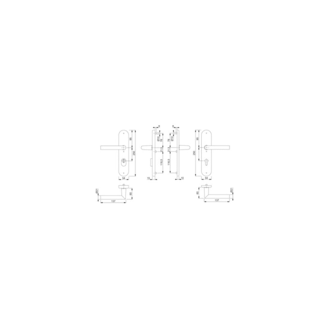 Hoppe Schutzgarnitur Ams.1400/3332ZA/3310 Alu.F1 72mm 42-47mm
