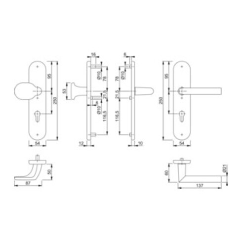 Hoppe Schutz-Wechselgarnitur Amsterdam Aluminium