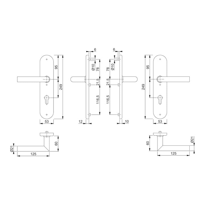 Hoppe Schutzgarnitur Ams.E1400Z/3331/3310 VA F69 72mm 42-47mm