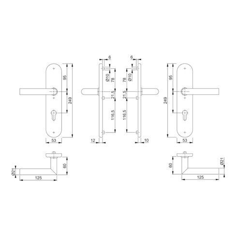 Hoppe Schutzgarnitur Ams.E1400Z/3331/3310 VA F69 72mm 42-47mm