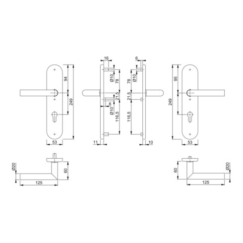 Hoppe Schutzgarnitur Ams.E1400Z/3331/3310 VA F69 92mm 67-72mm