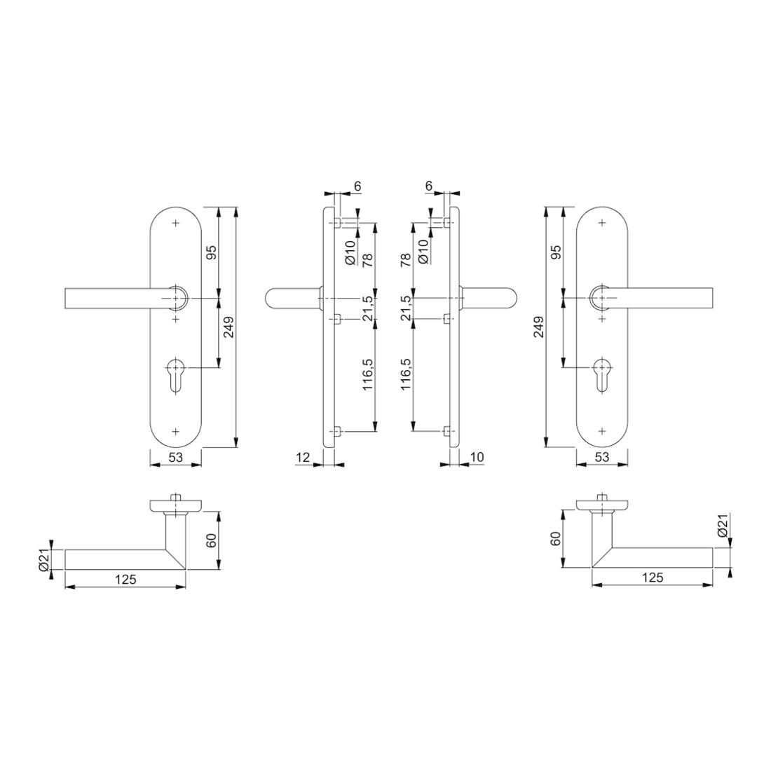 Hoppe Schutzgarnitur Ams.E1400Z/3331/3310 VA F69 92mm 67-72mm