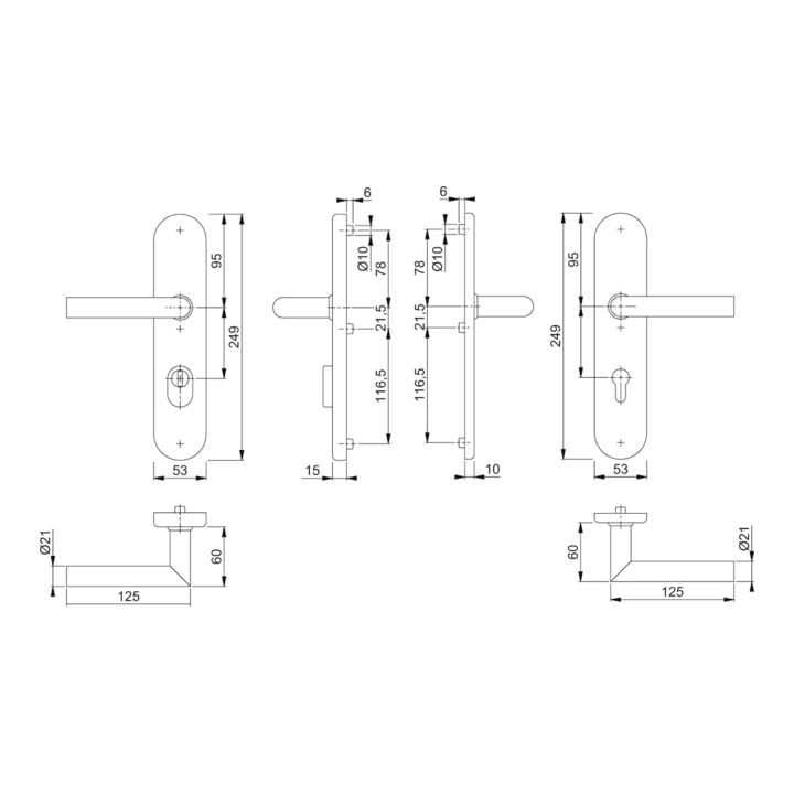 Hoppe Schutzgarnitur Ams.E1400Z/3332ZA/3310 VA F69 72mm 42-47mm