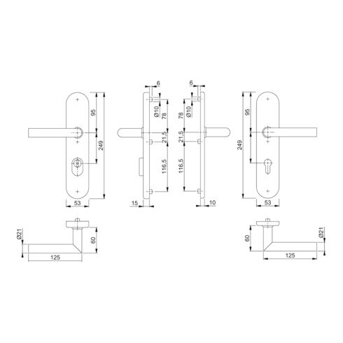 Hoppe Schutzgarnitur Ams.E1400Z/3332ZA/3310 VA F69 72mm 42-47mm
